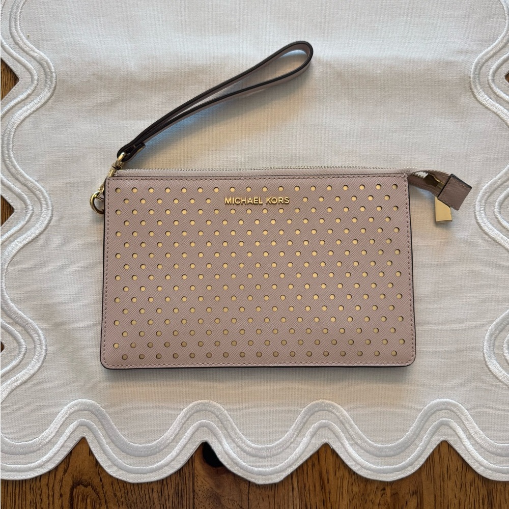 Michael Kors Blush and Gold Wristlet